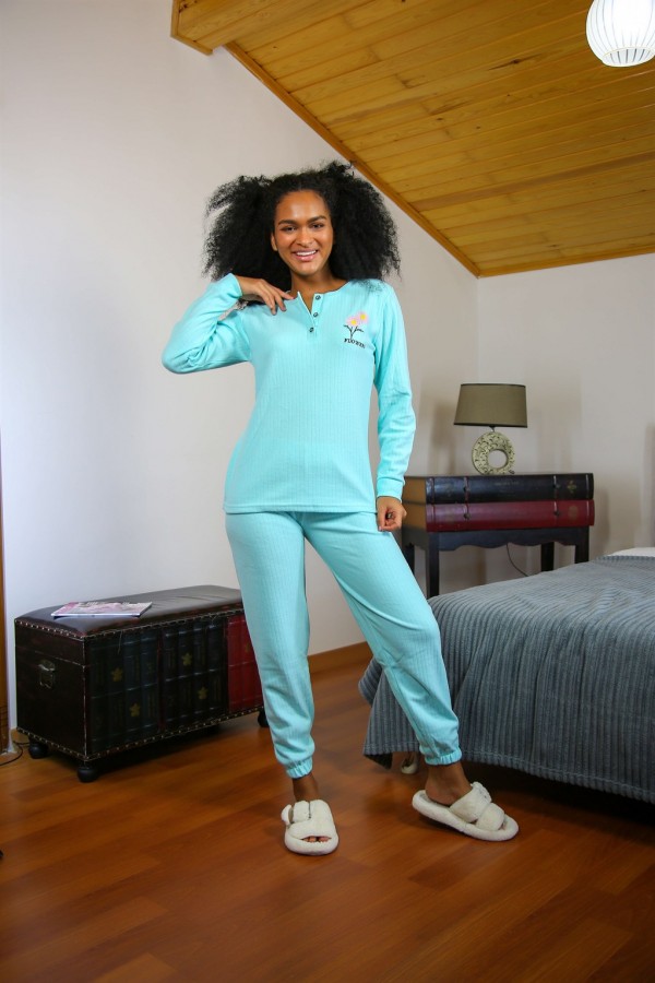 Moda Çizgi Kadın Kışlık Pijama 20268Y