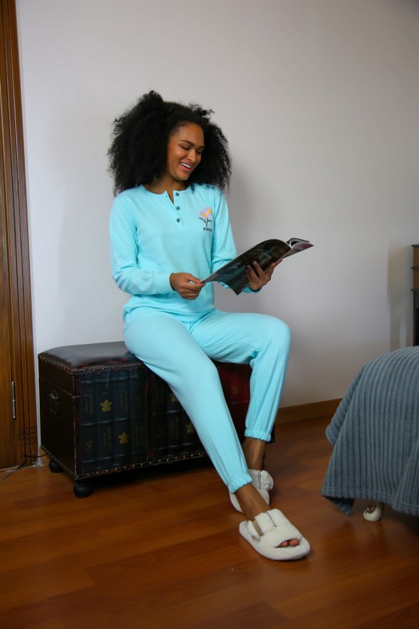 Moda Çizgi Kadın Kışlık Pijama 20268Y
