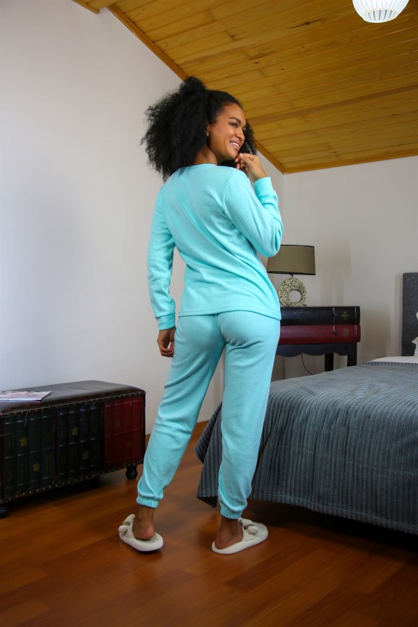 Moda Çizgi Kadın Kışlık Pijama 20268Y