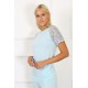 Moda Çizgi Kadın Kolu Dantelli Penye Pijama Takım 4151