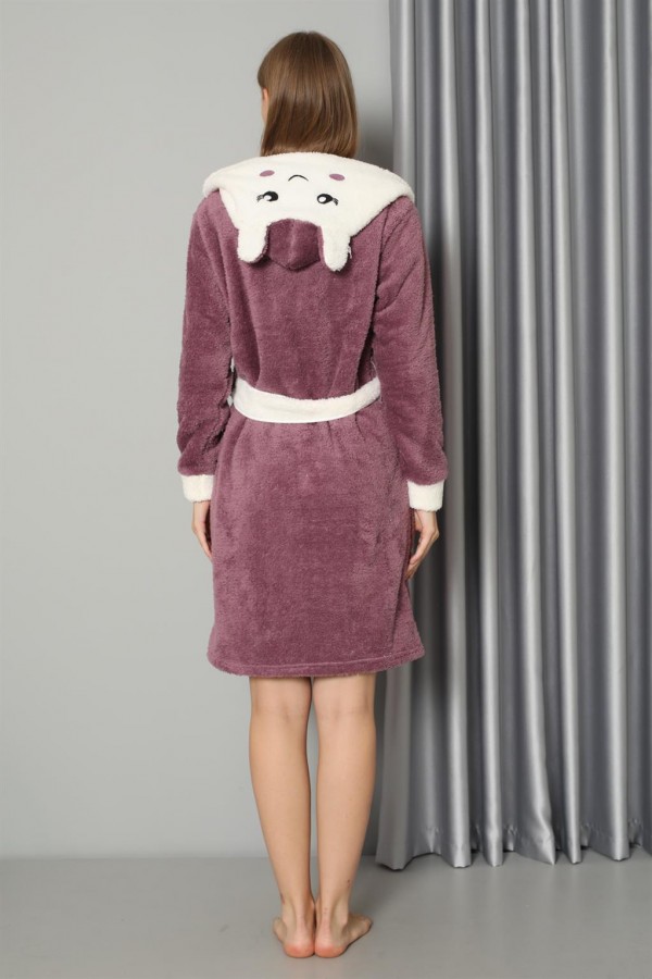 Moda Çizgi Kadın Mor Welsoft Polar Sabahlık 20573