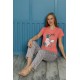 Moda Çizgi Kadın Pamuk Pijama Takım 20500N