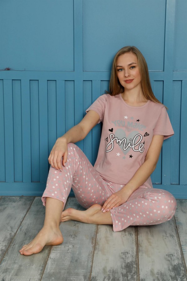 Moda Çizgi Kadın Pamuk Pijama Takım 20501P