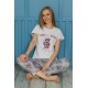 Moda Çizgi Kadın Pamuk Pijama Takım 20502G