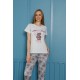 Moda Çizgi Kadın Pamuk Pijama Takım 20502G