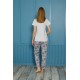 Moda Çizgi Kadın Pamuk Pijama Takım 20502G