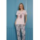 Moda Çizgi Kadın Pamuk Pijama Takım 20502P