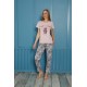 Moda Çizgi Kadın Pamuk Pijama Takım 20502P