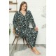 Moda Çizgi Kadın Pamuklu Cepli Uzun Kol Büyük Beden Pijama Takım 202046