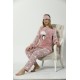 Moda Çizgi Kadın  Penguen Desenli Somon Vizon Polar Pijama Takımı 8053