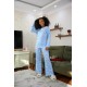 Moda Çizgi Kadın Penye Bol Paça Pijama Takım 4122