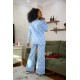 Moda Çizgi Kadın Penye Bol Paça Pijama Takım 4122