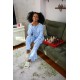 Moda Çizgi Kadın Penye Bol Paça Pijama Takım 4122