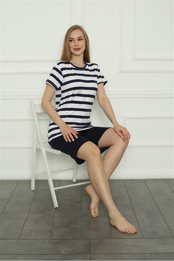 Moda Çizgi Kadın Penye Şortlu Pijama Takım 4163