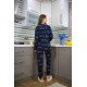 Moda Çizgi Kadın Penye Uzun Kol Pijama Takım 2772