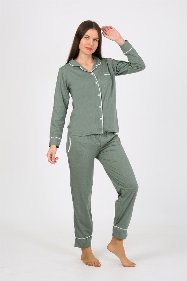 Moda Çizgi Kadın Penye Uzun Kol Pijama Takım 2775