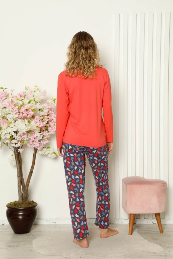 Moda Çizgi Kadın Penye Uzun Kol Pijama Takım 4100