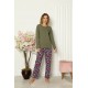 Moda Çizgi Kadın Penye Uzun Kol Pijama Takım 4101