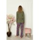 Moda Çizgi Kadın Penye Uzun Kol Pijama Takım 4101