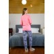 Moda Çizgi Kadın Penye Uzun Kol Pijama Takım 4102