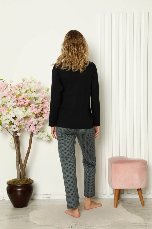 Moda Çizgi Kadın Penye Uzun Kol Pijama Takım 4103