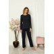 Moda Çizgi Kadın Penye Uzun Kol Pijama Takım 4104