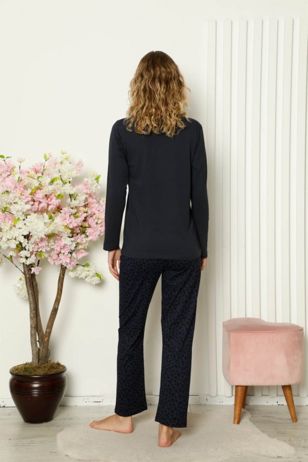 Moda Çizgi Kadın Penye Uzun Kol Pijama Takım 4104