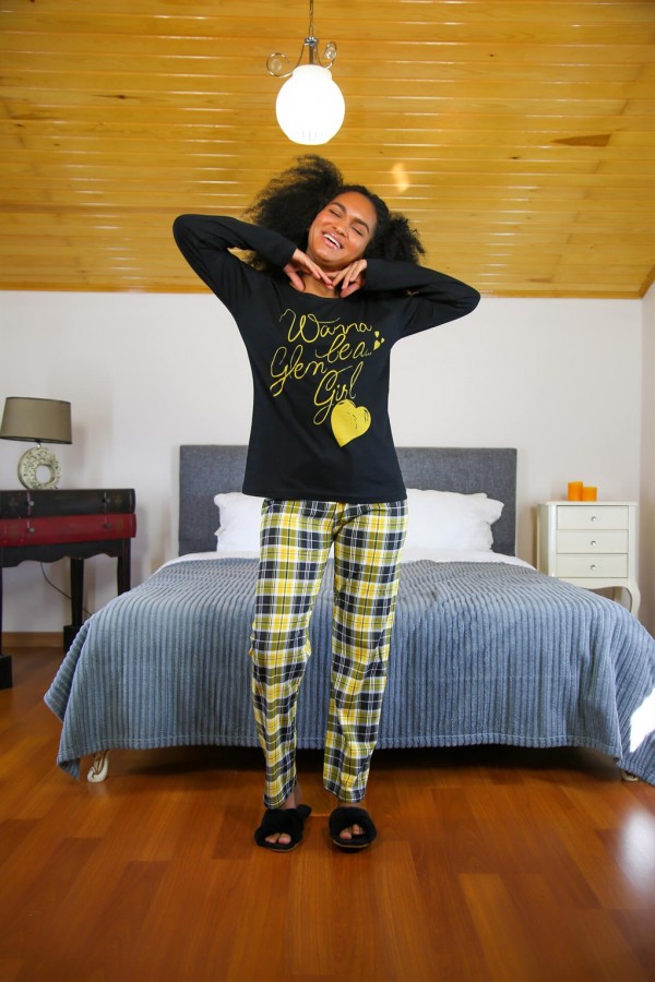 Moda Çizgi Kadın Penye Uzun Kol Pijama Takım 4105
