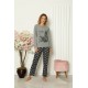 Moda Çizgi Kadın Penye Uzun Kol Pijama Takım 4107