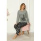 Moda Çizgi Kadın Penye Uzun Kol Pijama Takım 4107