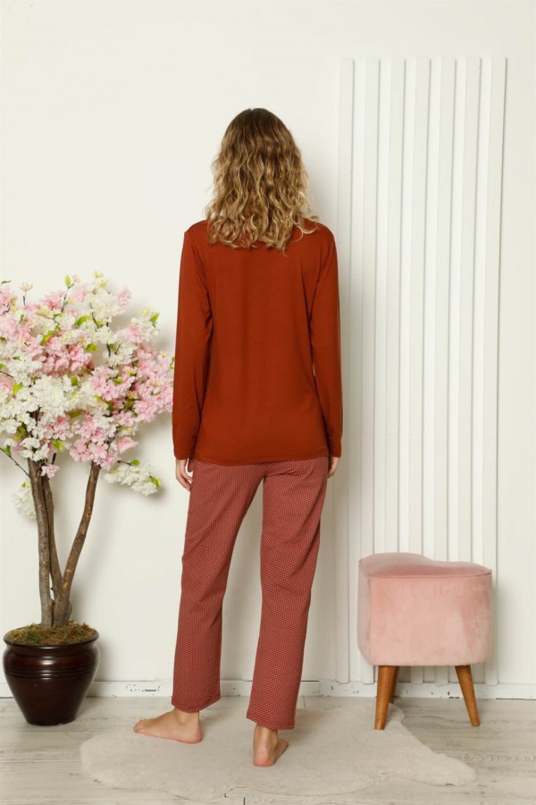 Moda Çizgi Kadın Penye Uzun Kol Pijama Takım 4108