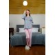 Moda Çizgi Kadın Penye Uzun Kol Pijama Takım 4116