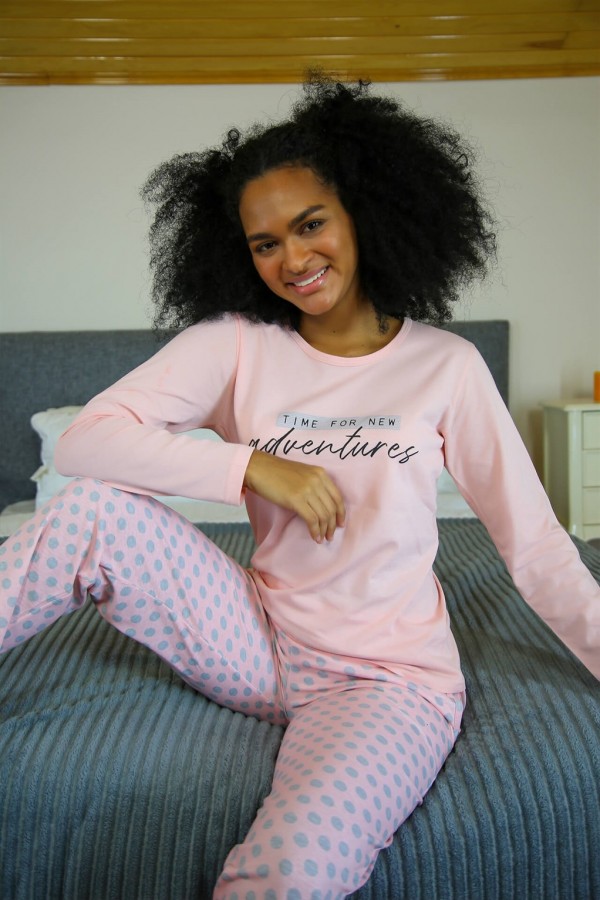 Moda Çizgi Kadın Penye Uzun Kol Pijama Takım 4117