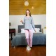 Moda Çizgi Kadın Penye Uzun Kol Pijama Takım 4118