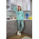 Moda Çizgi Kadın Penye Uzun Kol Pijama Takım 4119