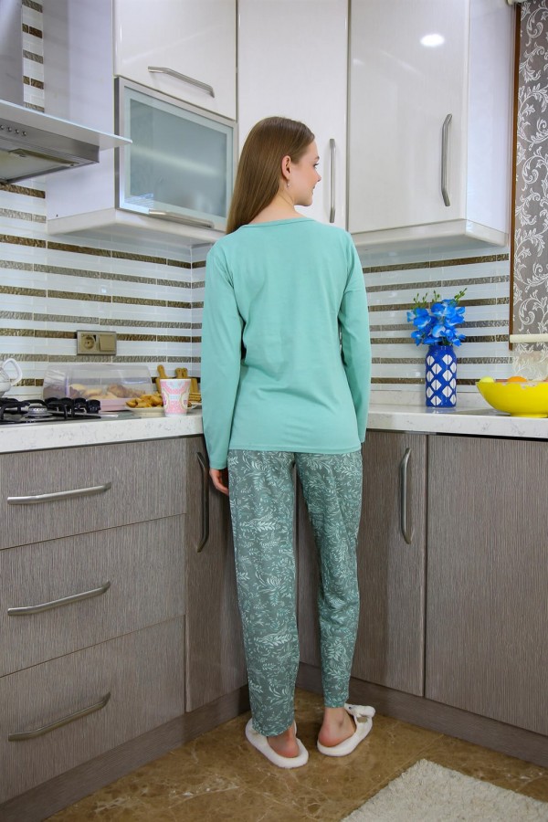 Moda Çizgi Kadın Penye Uzun Kol Pijama Takım 4119