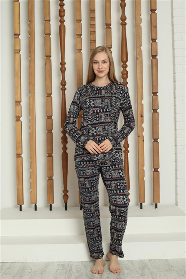 Moda Çizgi Kadın Penye Uzun Kol Pijama Takım 4144