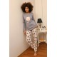 Moda Çizgi Kadın Penye Uzun Kol Pijama Takım 4186