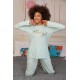 Moda Çizgi Kadın Penye Uzun Kol Pijama Takım 4188