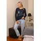 Moda Çizgi Kadın Penye Uzun Kol Pijama Takım 4189