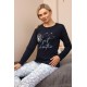 Moda Çizgi Kadın Penye Uzun Kol Pijama Takım 4189
