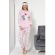 Moda Çizgi Kadın  Uçurtma Desenli Pembe Polar Pijama Takımı 8033