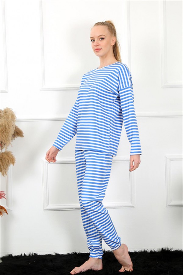 Moda Çizgi Kadın Uzun Kol Penye Pijama Takım 4133