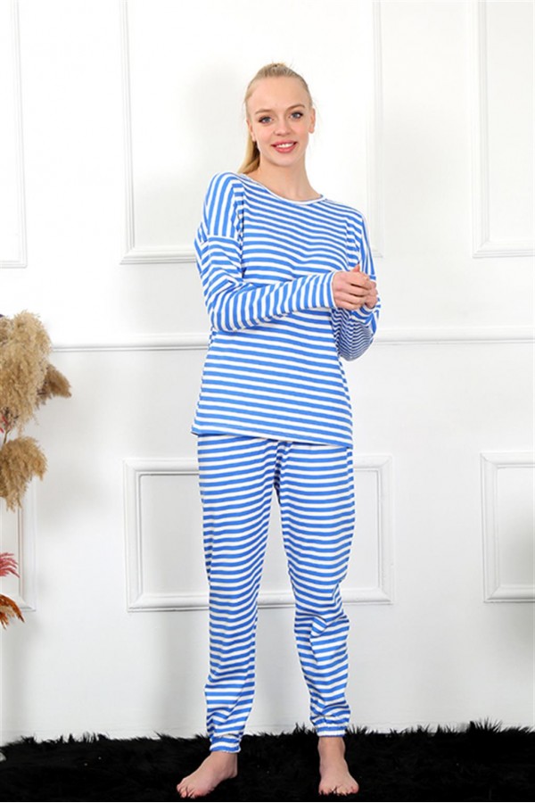 Moda Çizgi Kadın Uzun Kol Penye Pijama Takım 4133