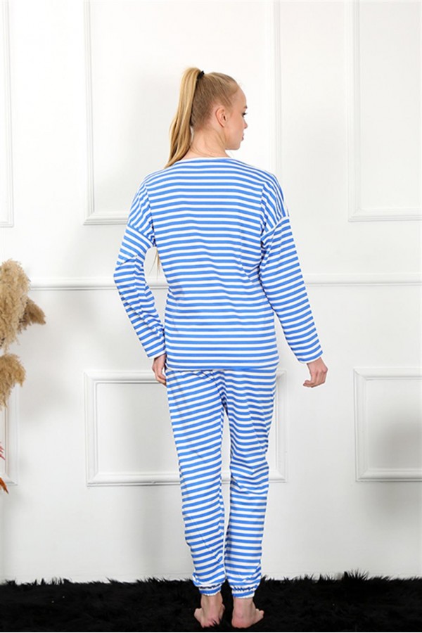 Moda Çizgi Kadın Uzun Kol Penye Pijama Takım 4133