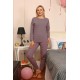Moda Çizgi Kadın Uzun Kol Penye Pijama Takım 4172