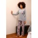 Moda Çizgi Kadın Uzun Kol Penye Pijama Takım 4195