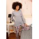 Moda Çizgi Kadın Uzun Kol Penye Pijama Takım 4195