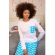 Moda Çizgi Kadın Uzun Kol Penye Pijama Takım 4197