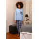 Moda Çizgi Kadın Uzun Kol Penye Pijama Takım 4198